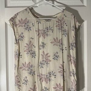 Women's Cream Floral Short-Sleeve Top